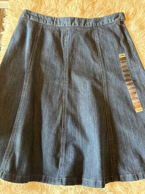 L.L. Bean Dark Blue Denim Midi Skirt